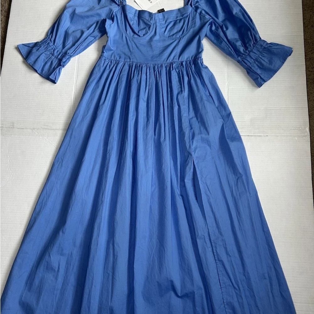 New Forever21 Blue Puff-Sleeve Midi Dress - Picture 9 of 9